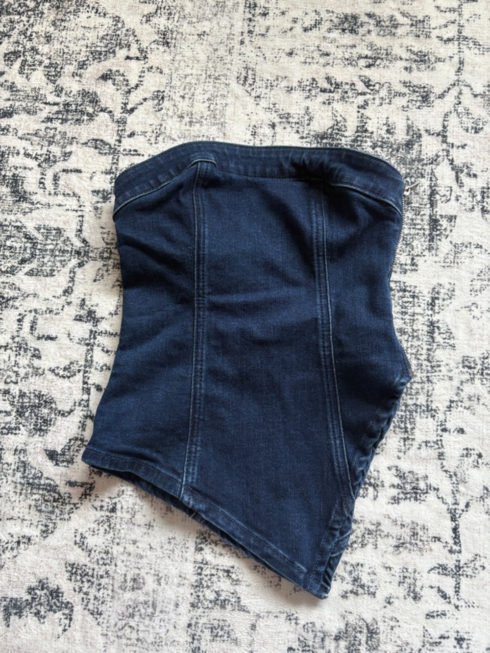 American Eagle Outfitters Dark Blue Denim Strapless Bustier Top